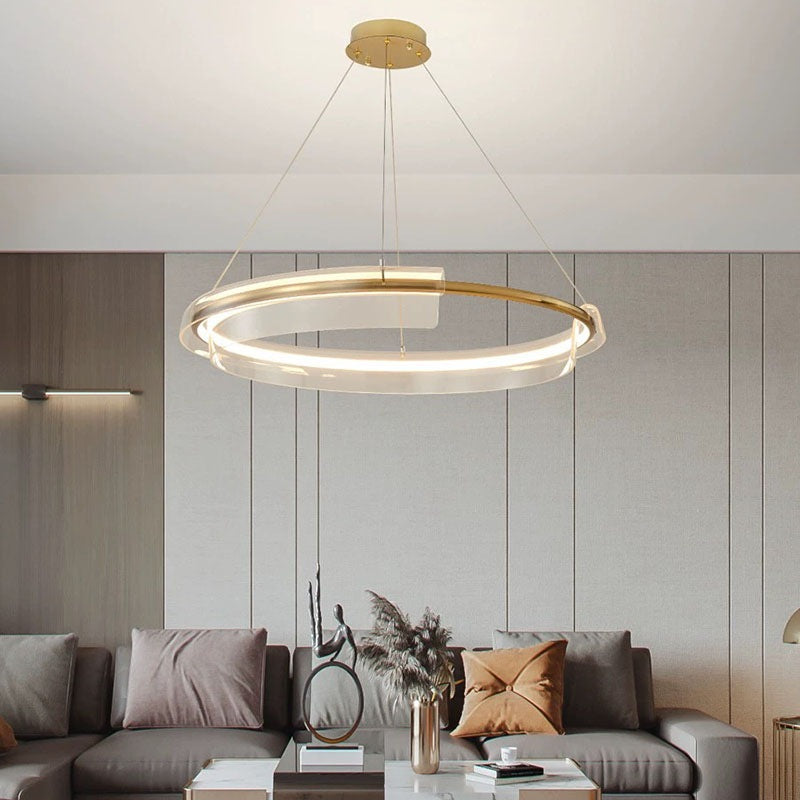 Antizer Iron Acrylic Circular Chandelier for Living Room