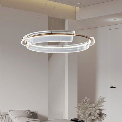 Antizer Iron Acrylic Circular Chandelier for Living Room