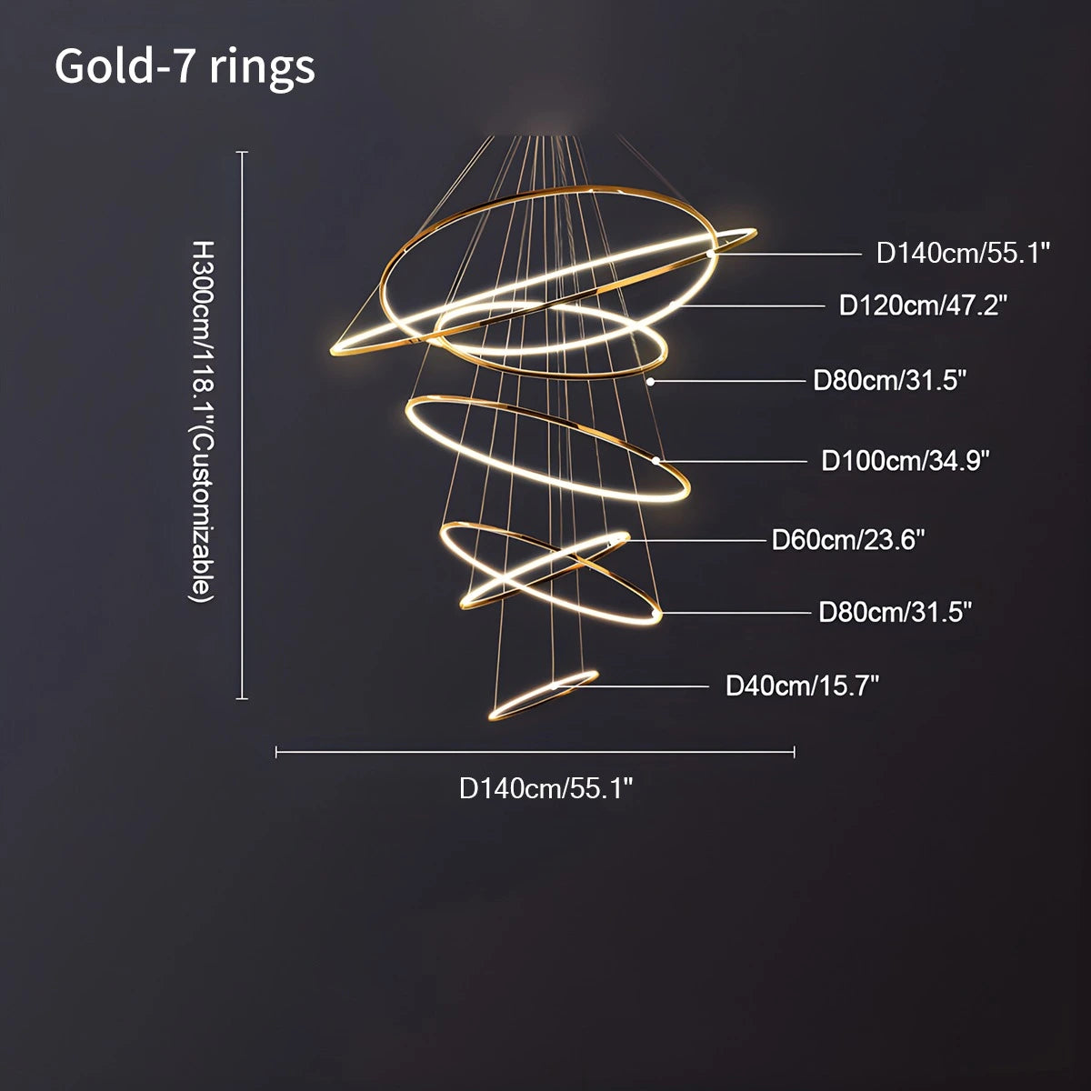 Antizer Large Tiered Ring Foyer Chandelier