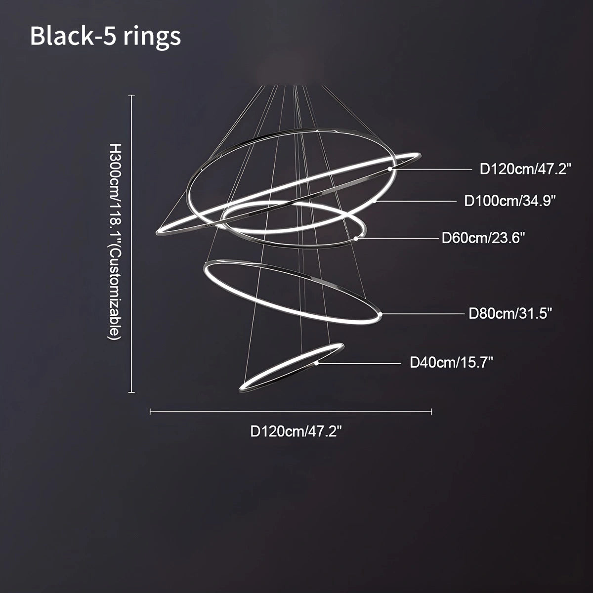 Antizer Large Tiered Ring Foyer Chandelier