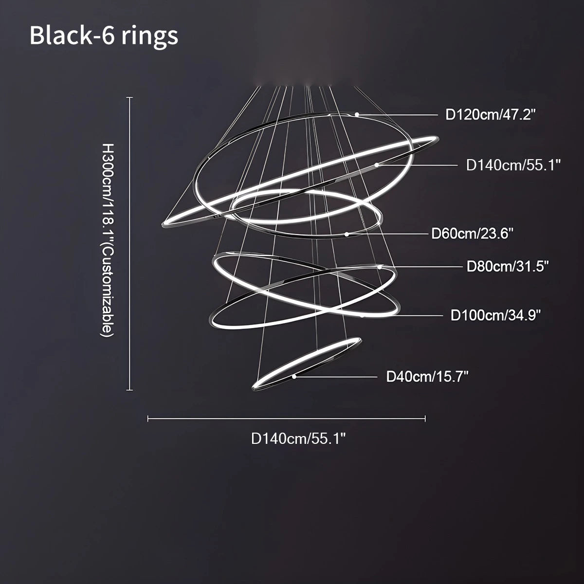 Antizer Large Tiered Ring Foyer Chandelier