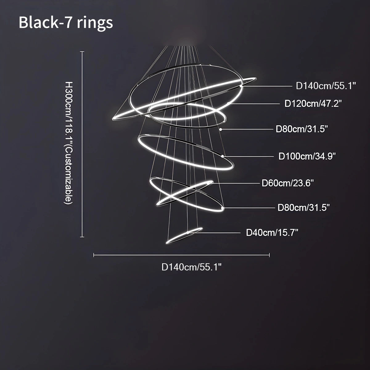 Antizer Large Tiered Ring Foyer Chandelier