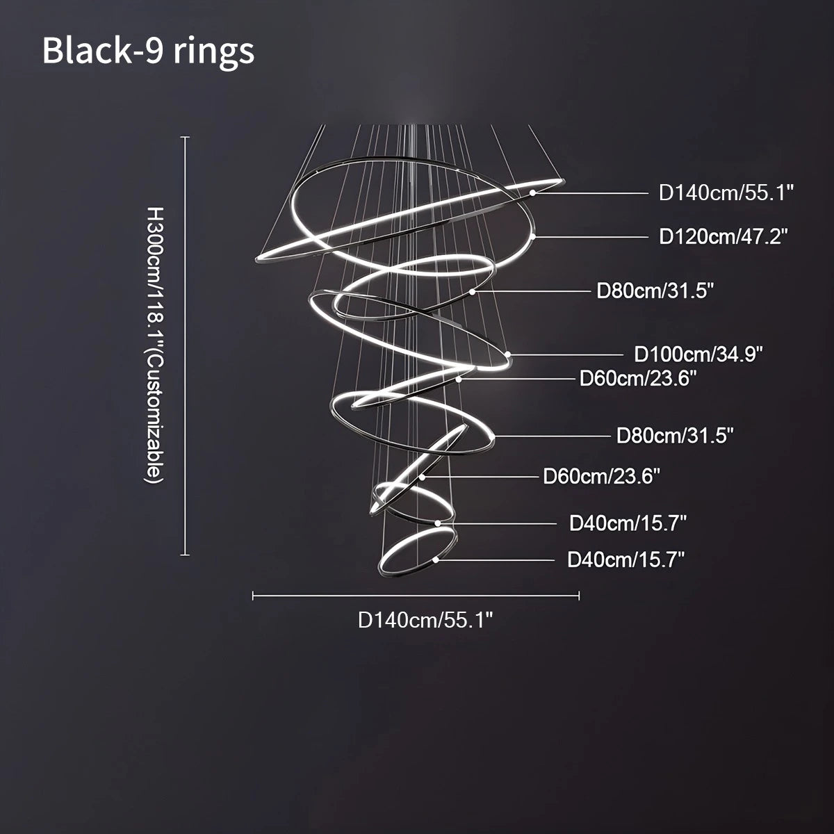 Antizer Large Tiered Ring Foyer Chandelier
