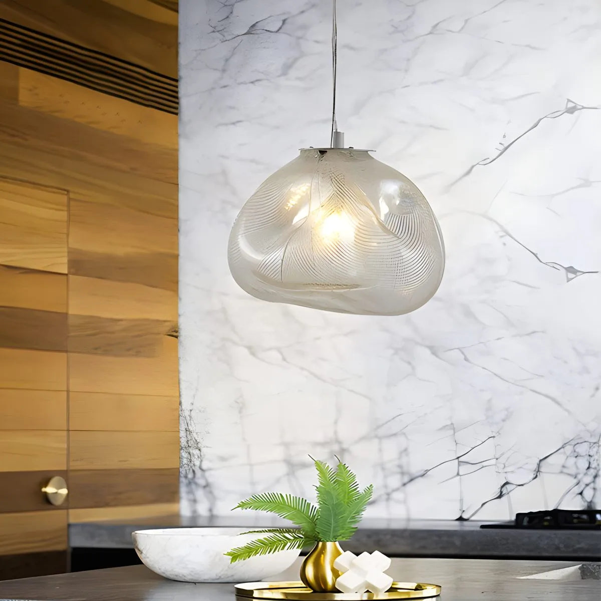 Antizer Light Luxury Cloud Shape Glass Pendant Light