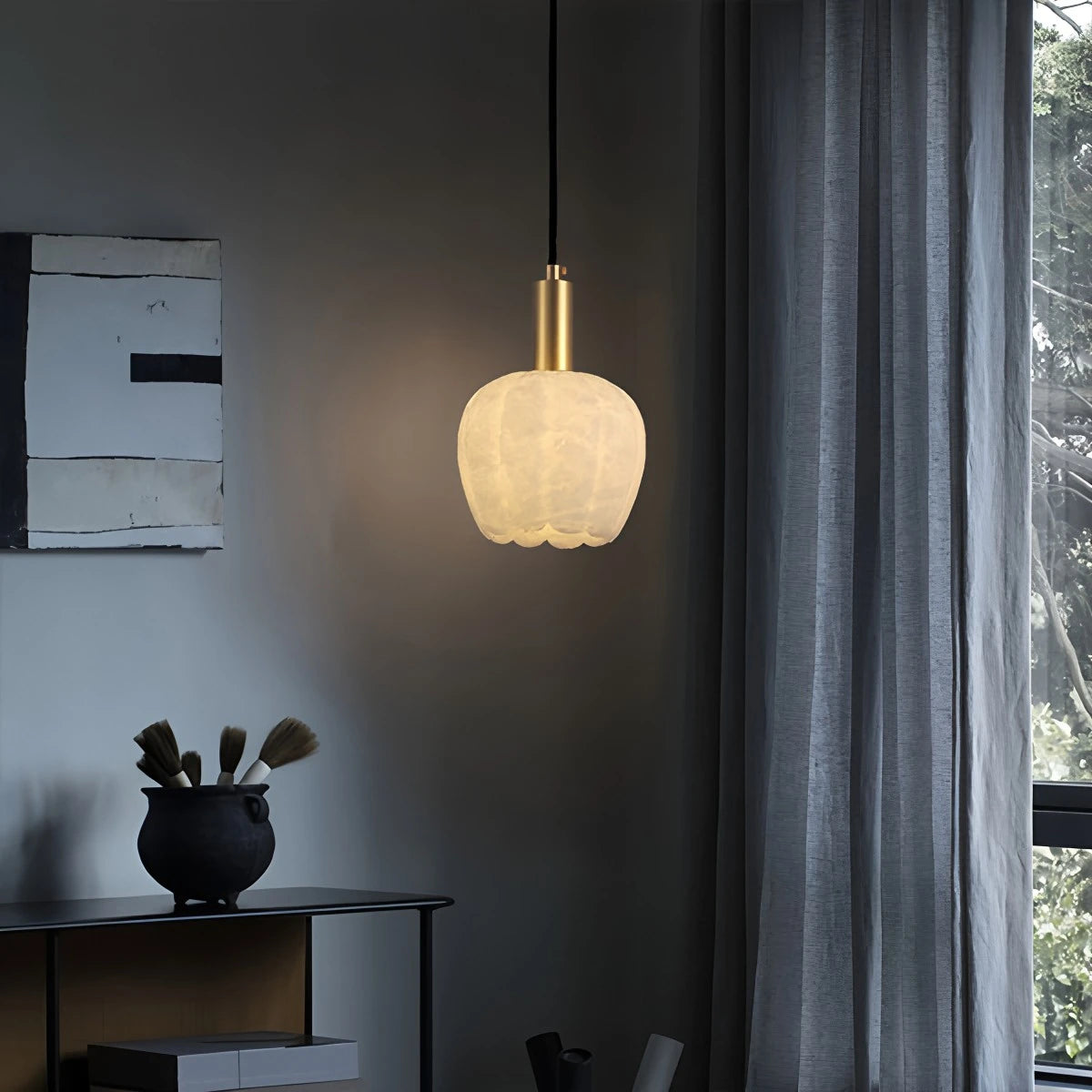 Antizer Flower Bud Shaped Spanish Alabaster Pendant Light