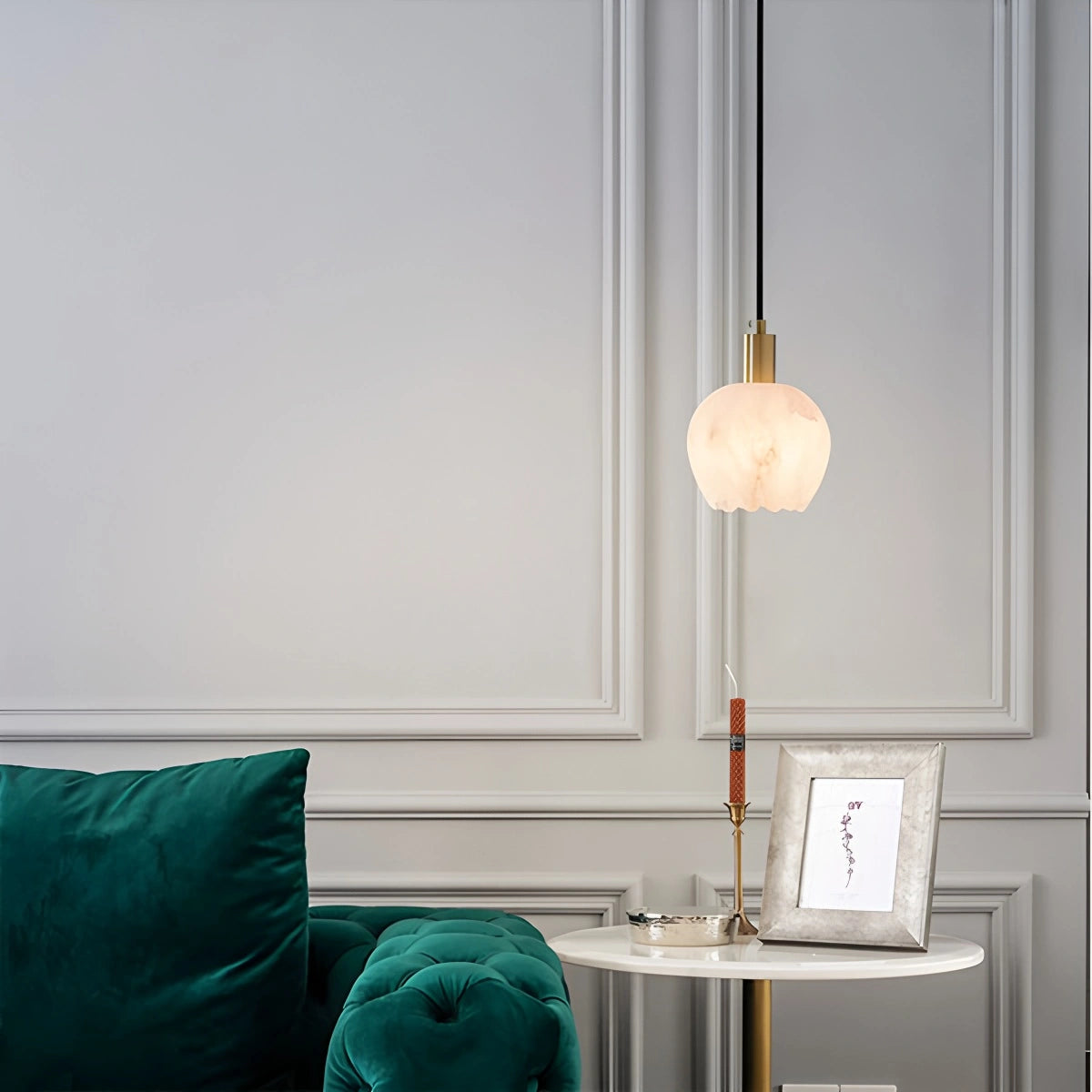 Antizer Flower Bud Shaped Spanish Alabaster Pendant Light