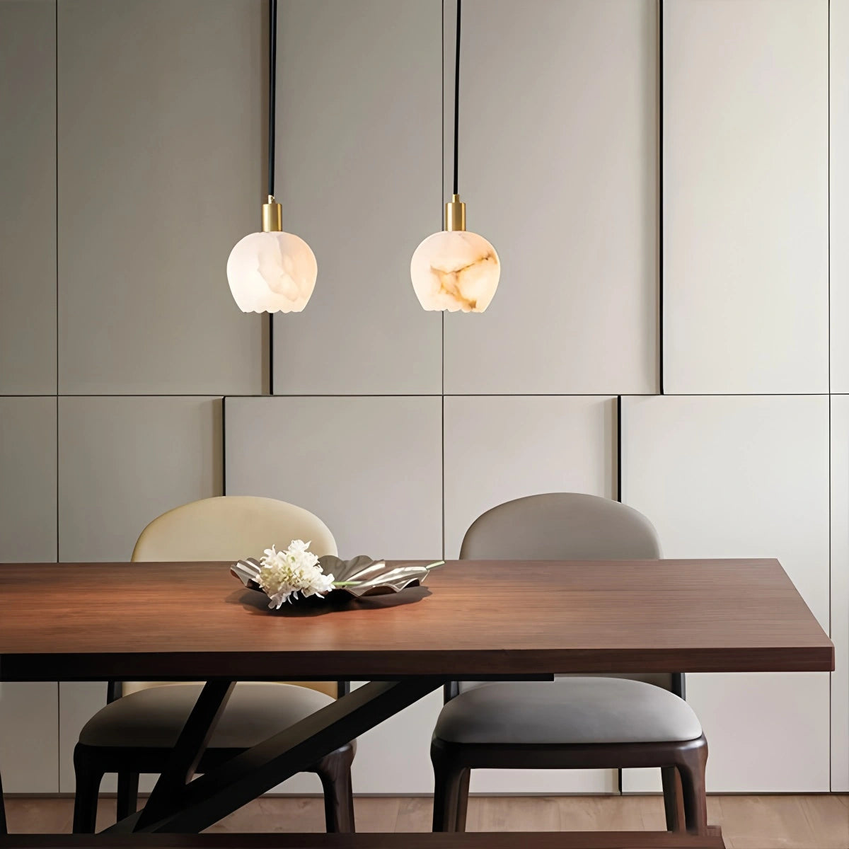 Antizer Flower Bud Shaped Spanish Alabaster Pendant Light