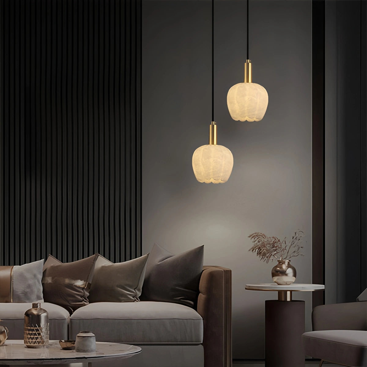 Antizer Flower Bud Shaped Spanish Alabaster Pendant Light