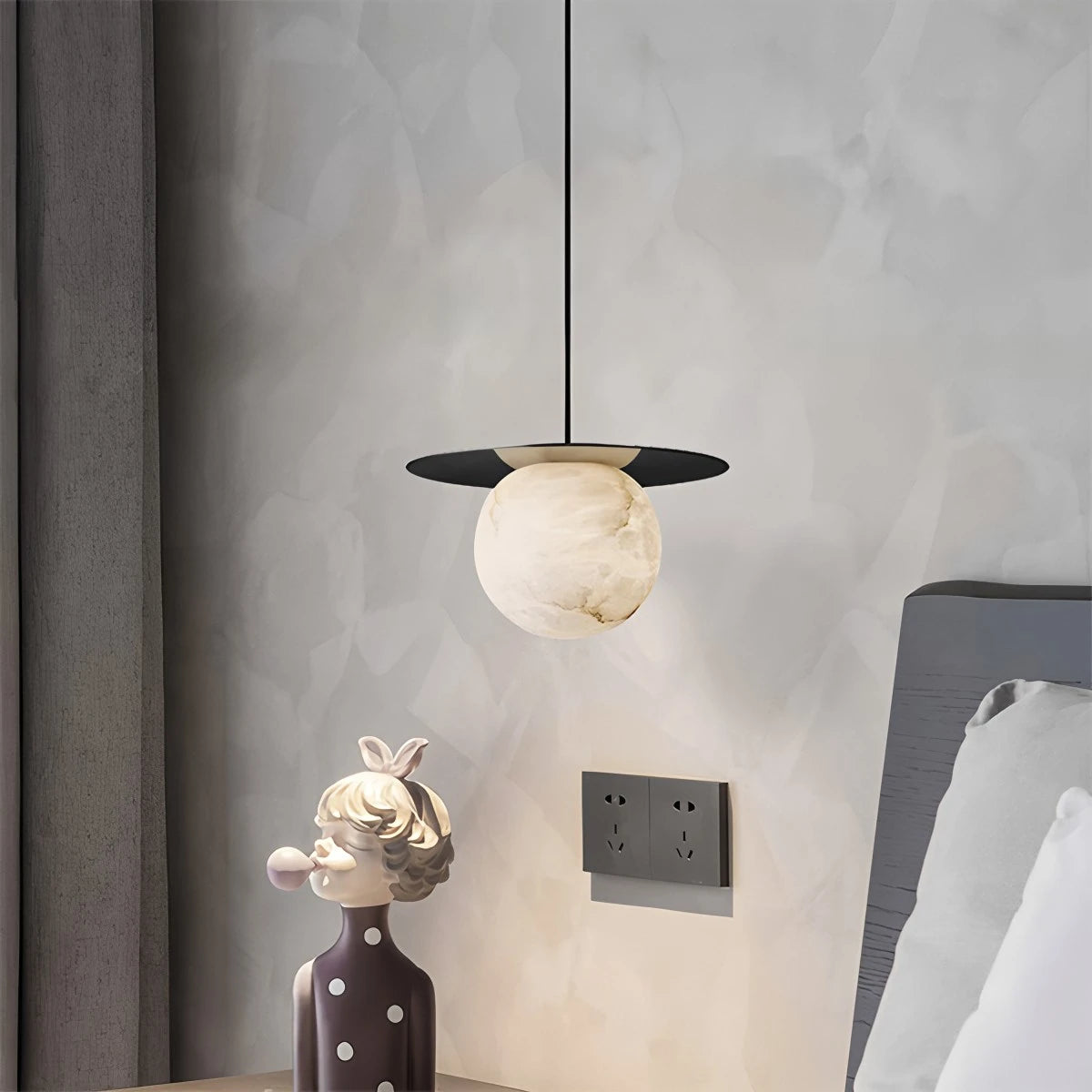Antizer Luxury Spherical Natural Spanish Alabaster Pendant Light