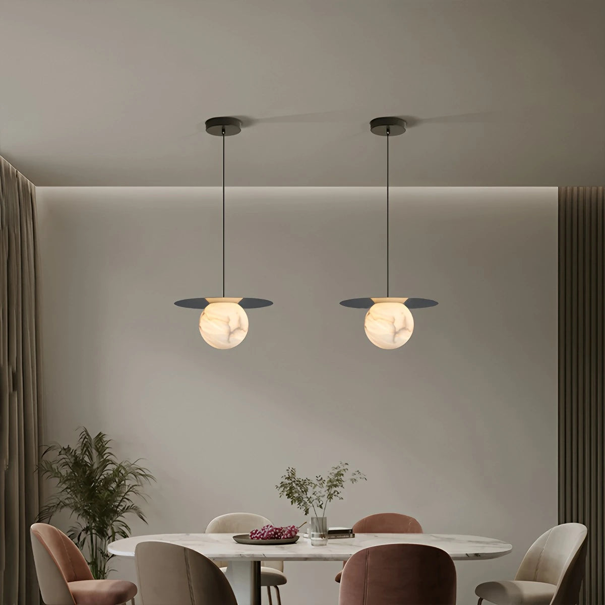 Antizer Luxury Spherical Natural Spanish Alabaster Pendant Light