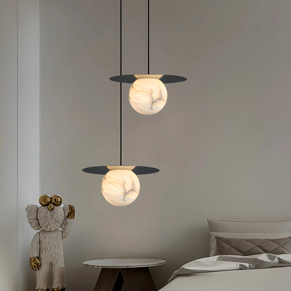 Antizer Luxury Spherical Natural Spanish Alabaster Pendant Light