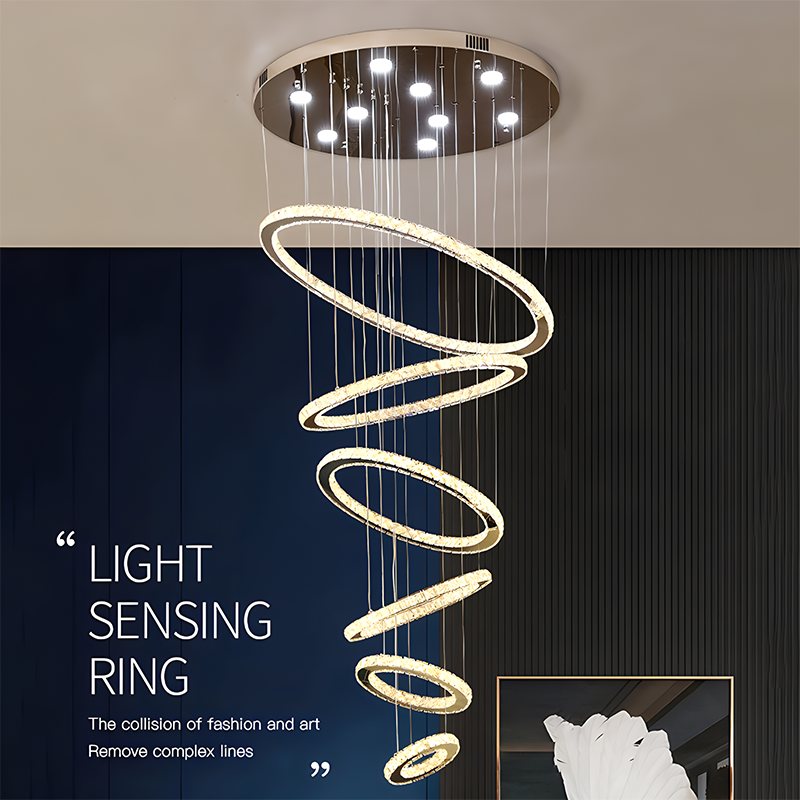 Antizer Luxurious Ring Layered Crystal Chandelier