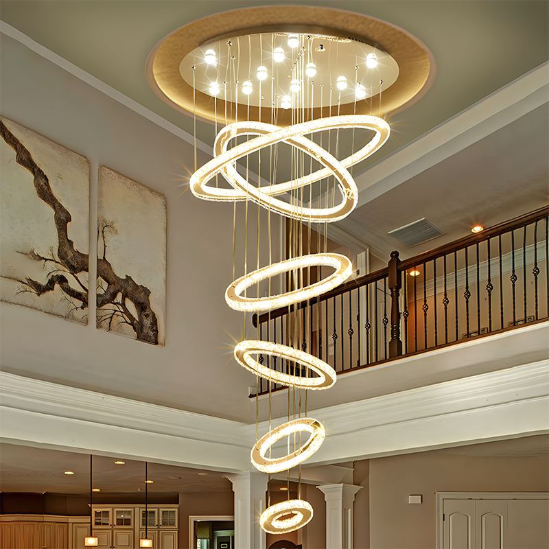 Antizer Luxurious Ring Layered Crystal Chandelier