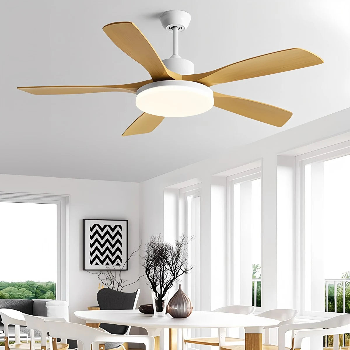 Antizer Living Room 6-Leaf Ceiling Fan Light
