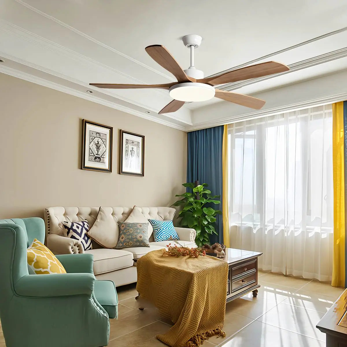 Antizer Living Room Minimalist Ceiling Fan with Light