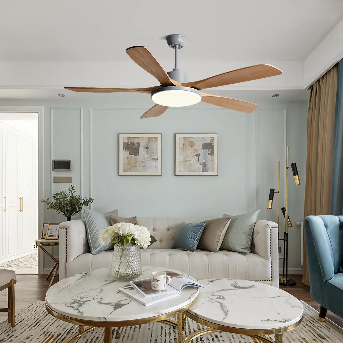Antizer Living Room Minimalist Ceiling Fan with Light