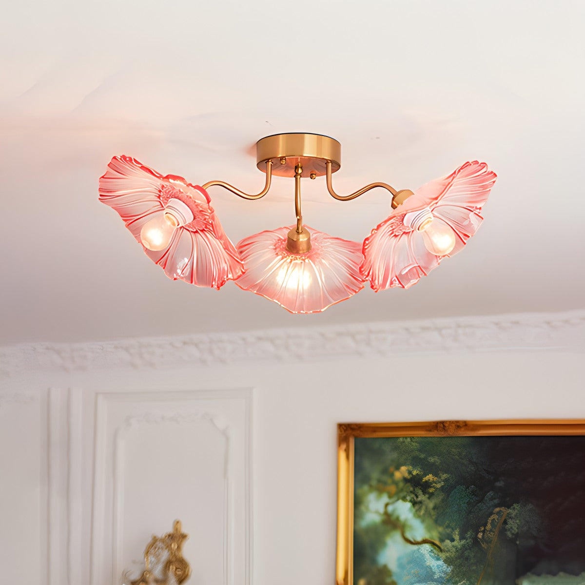 Antizer Lotus Leaf Glass Ceiling Lamp for Living Room