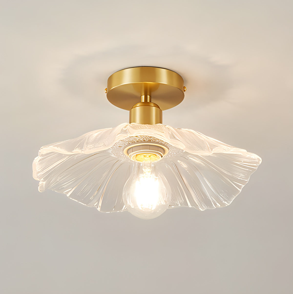 European Style Copper Glass Ceiling Lamp-J