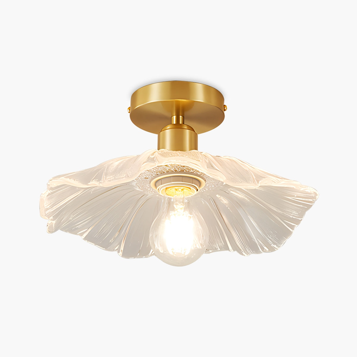 European Style Copper Glass Ceiling Lamp-J