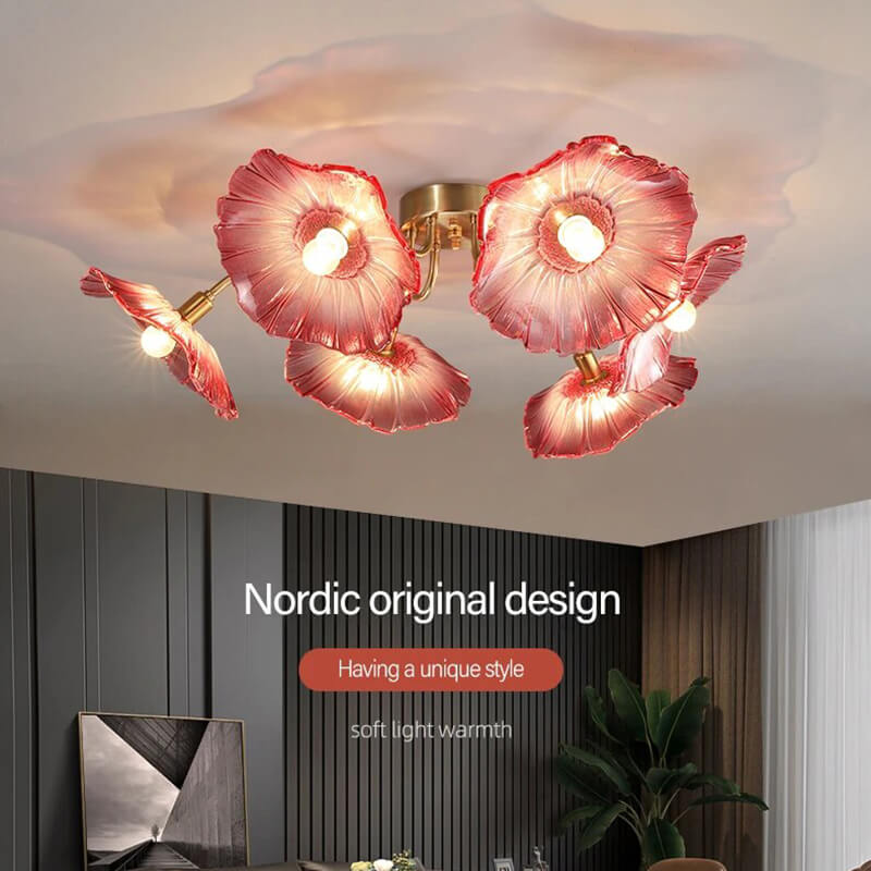 Antizer Lotus Leaf Glass Ceiling Lamp