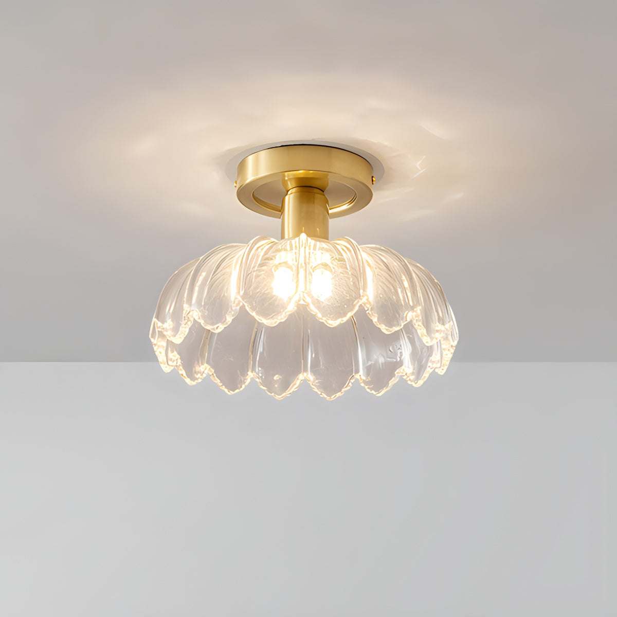 European Style Copper Glass Ceiling Lamp-H