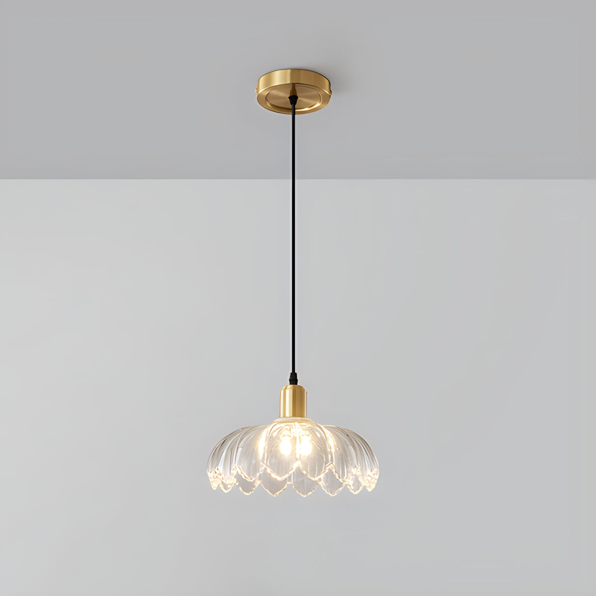 European Style Copper Glass Ceiling Lamp-H