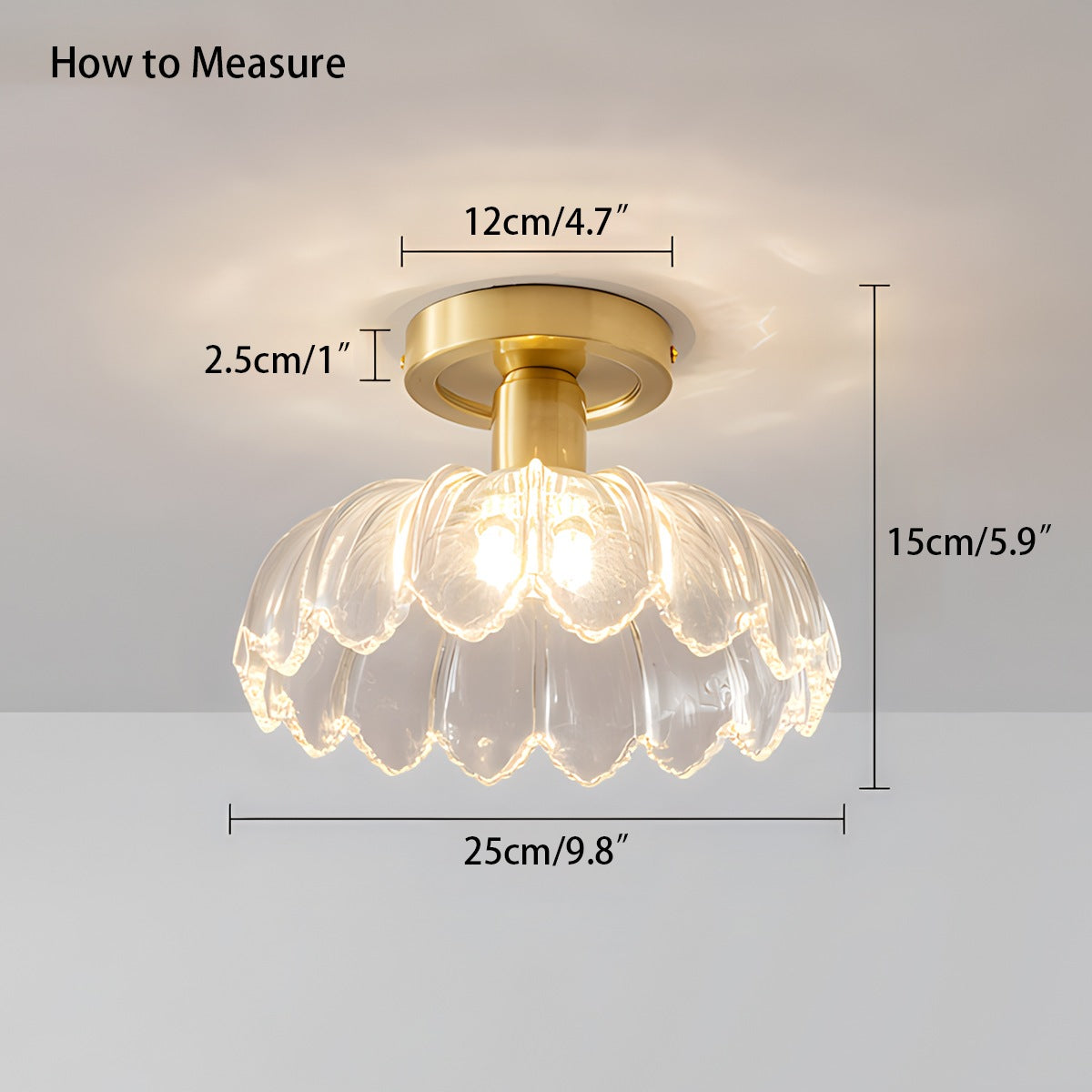 European Style Copper Glass Ceiling Lamp-H