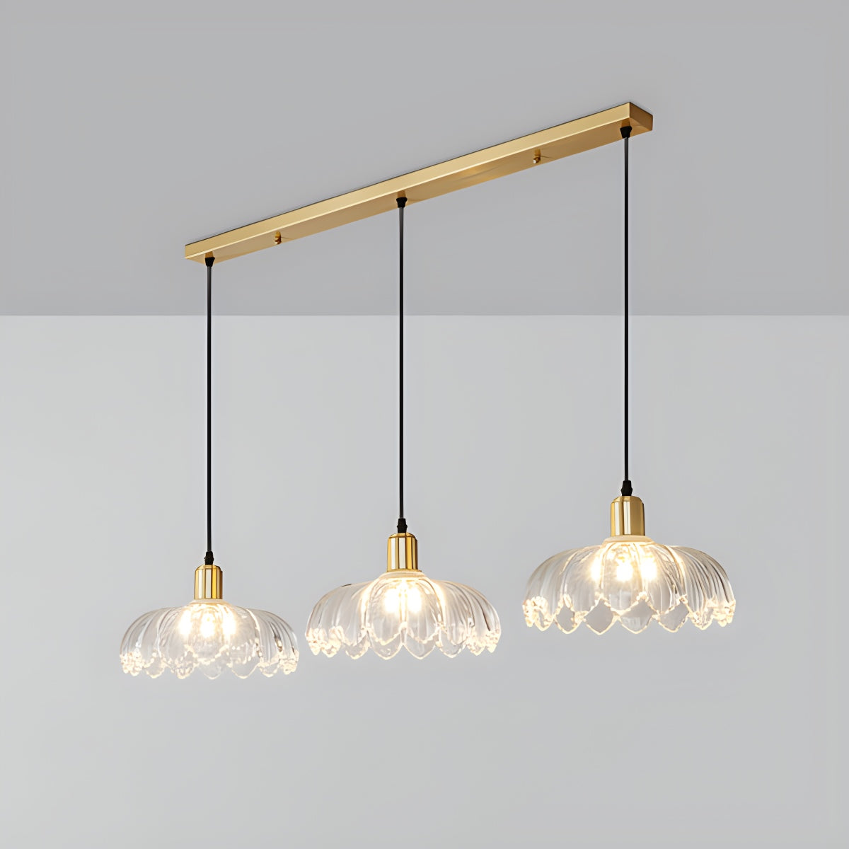 European Style Copper Glass Ceiling Lamp-H