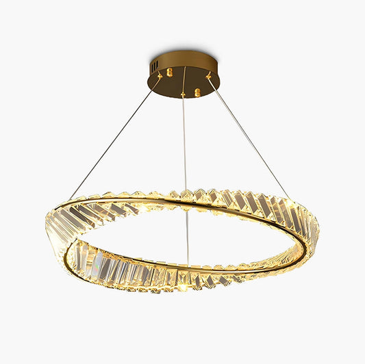 Antizer Modern Luxury Metal Glass Ring Chandelier