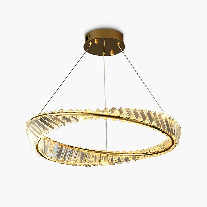 Modern Luxury Metal Glass Ring Chandelier