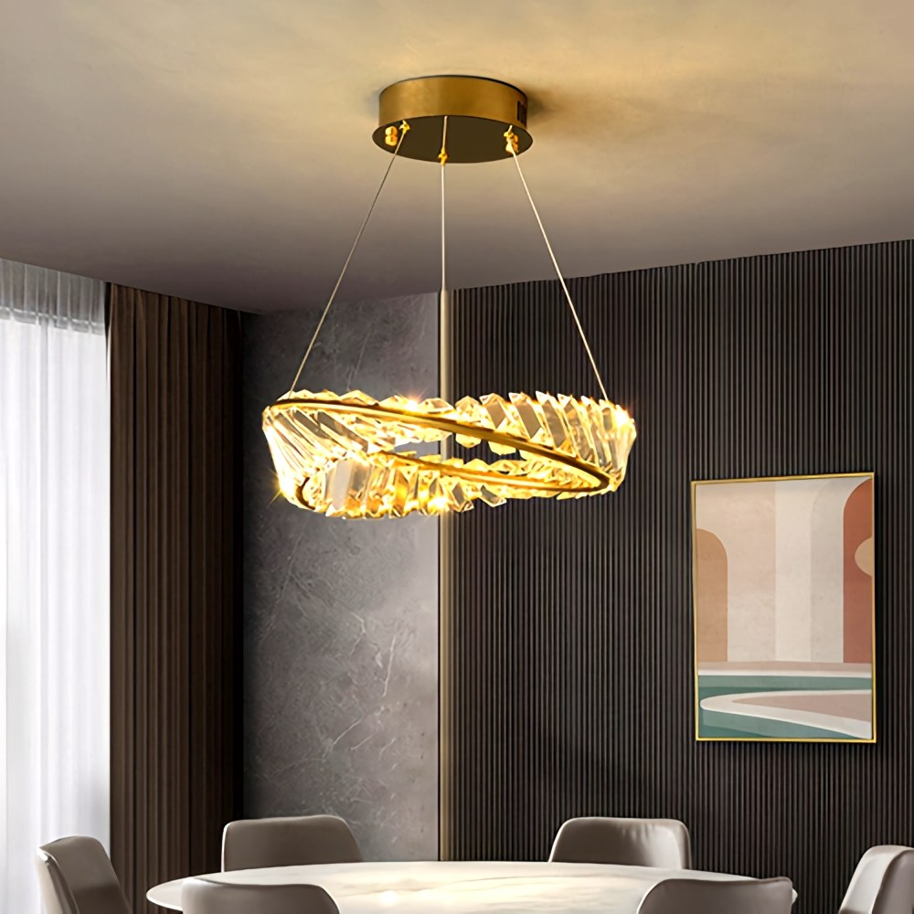 Modern Luxury Metal Glass Ring Chandelier