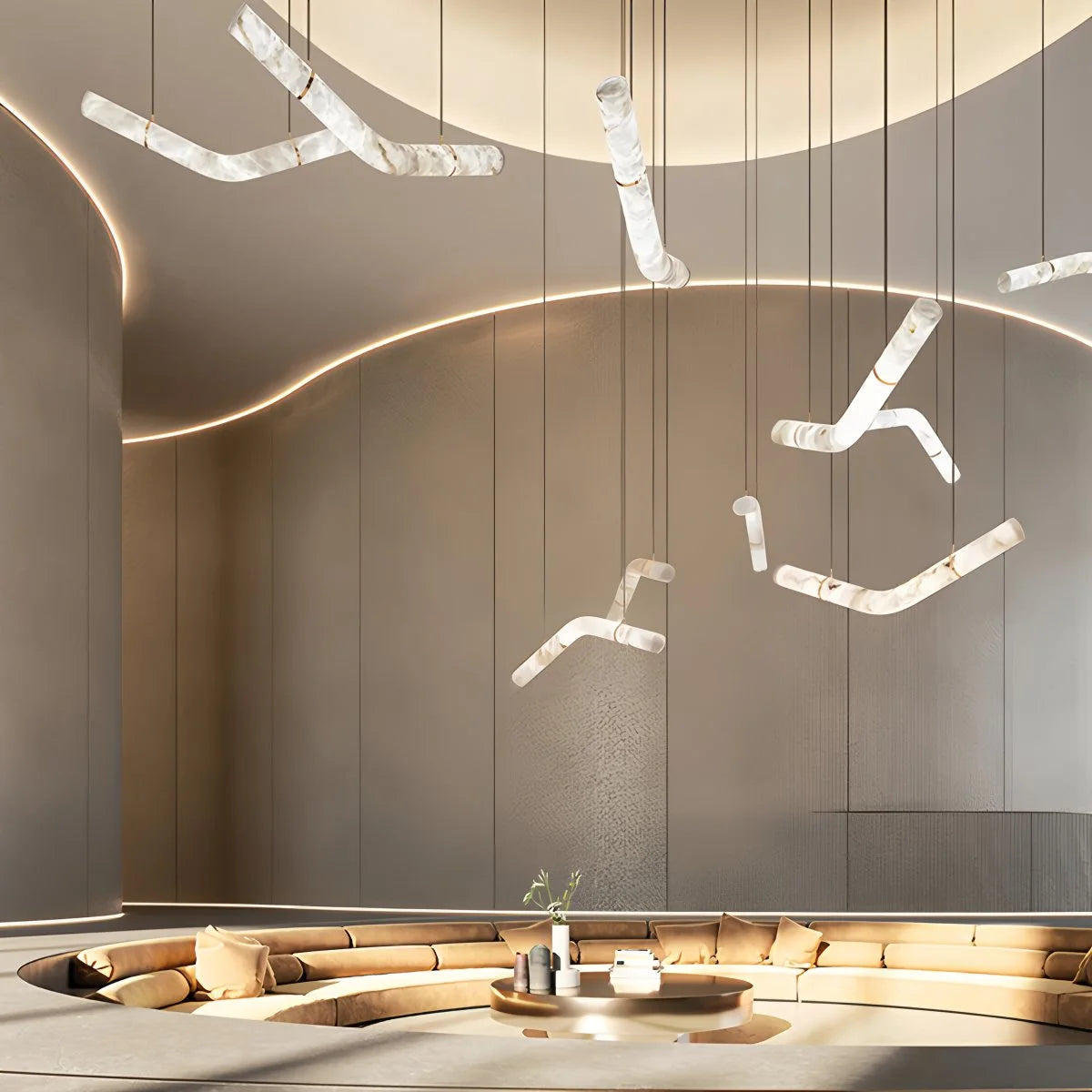 Antizer Minimalist Linear Marble Pendant Light