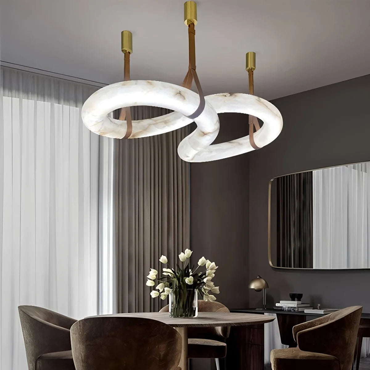 Antizer Minimalist Linear Spanish Alabaster Pendant Light