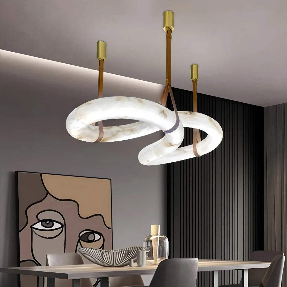 Antizer Minimalist Linear Spanish Alabaster Pendant Light