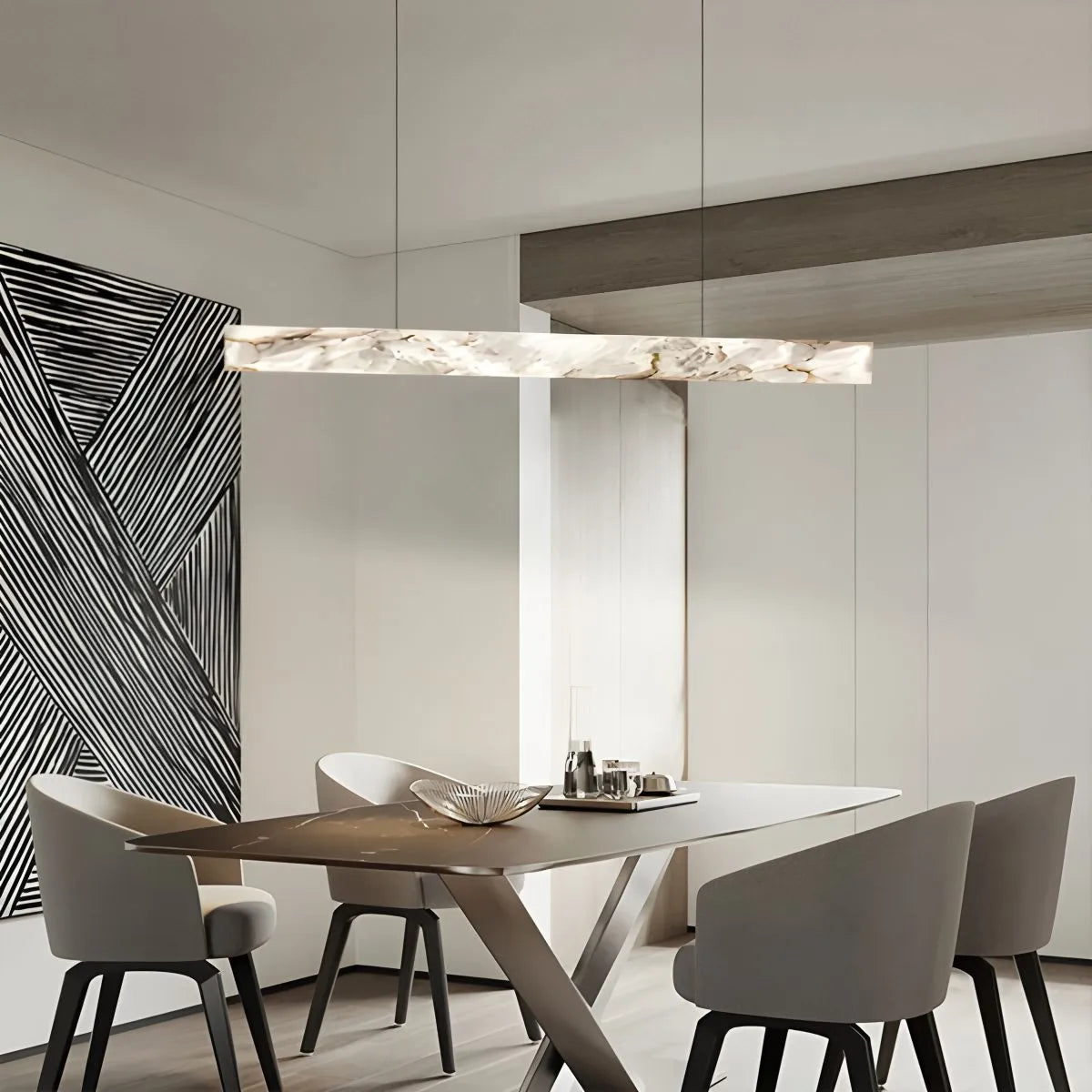 Antizer Minimalist Linear Spanish Alabaster Pendant Light