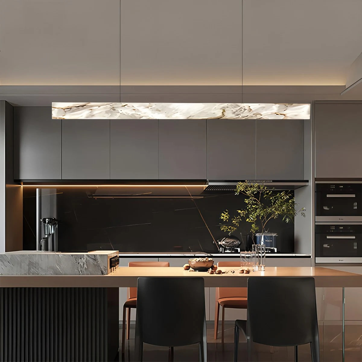 Antizer Minimalist Linear Spanish Alabaster Pendant Light
