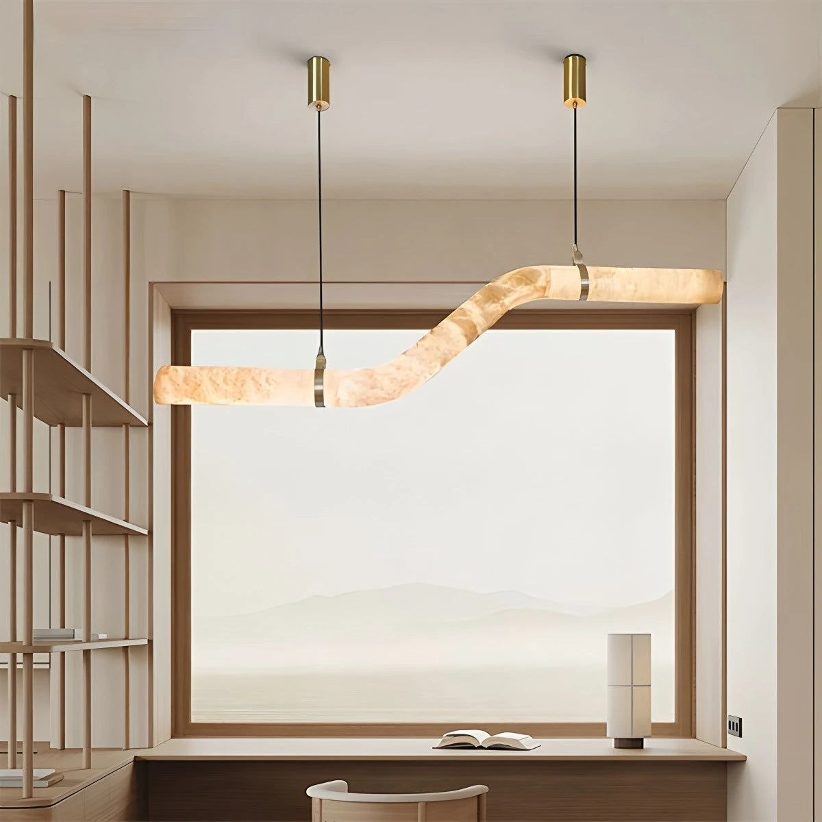 Antizer Minimalist Linear Spanish Alabaster Pendant Light