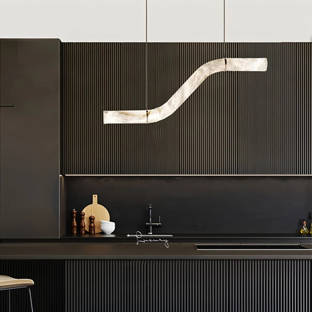 Antizer Minimalist Linear Spanish Alabaster Pendant Light