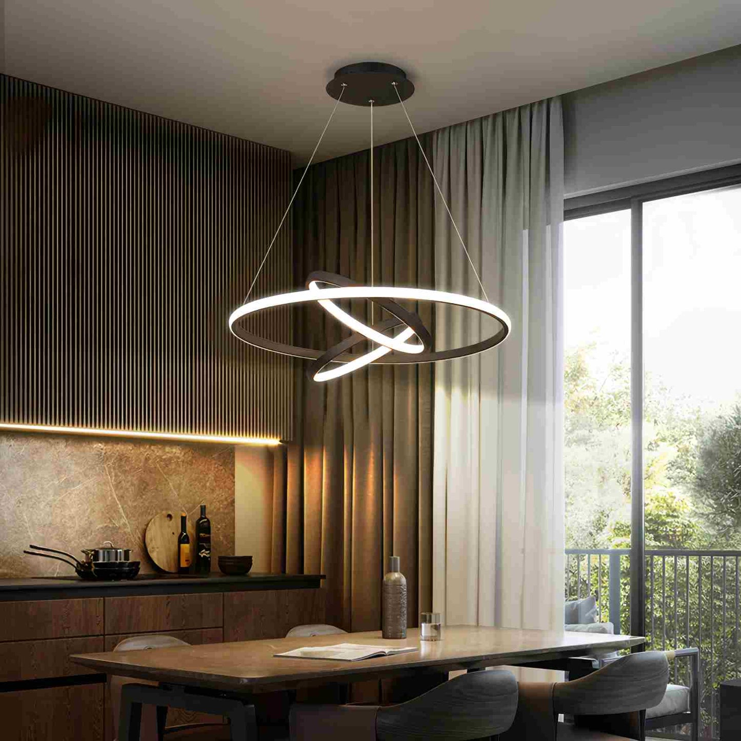 Antizer Minimalist Circular Chandelier Modern Lighting Fixture