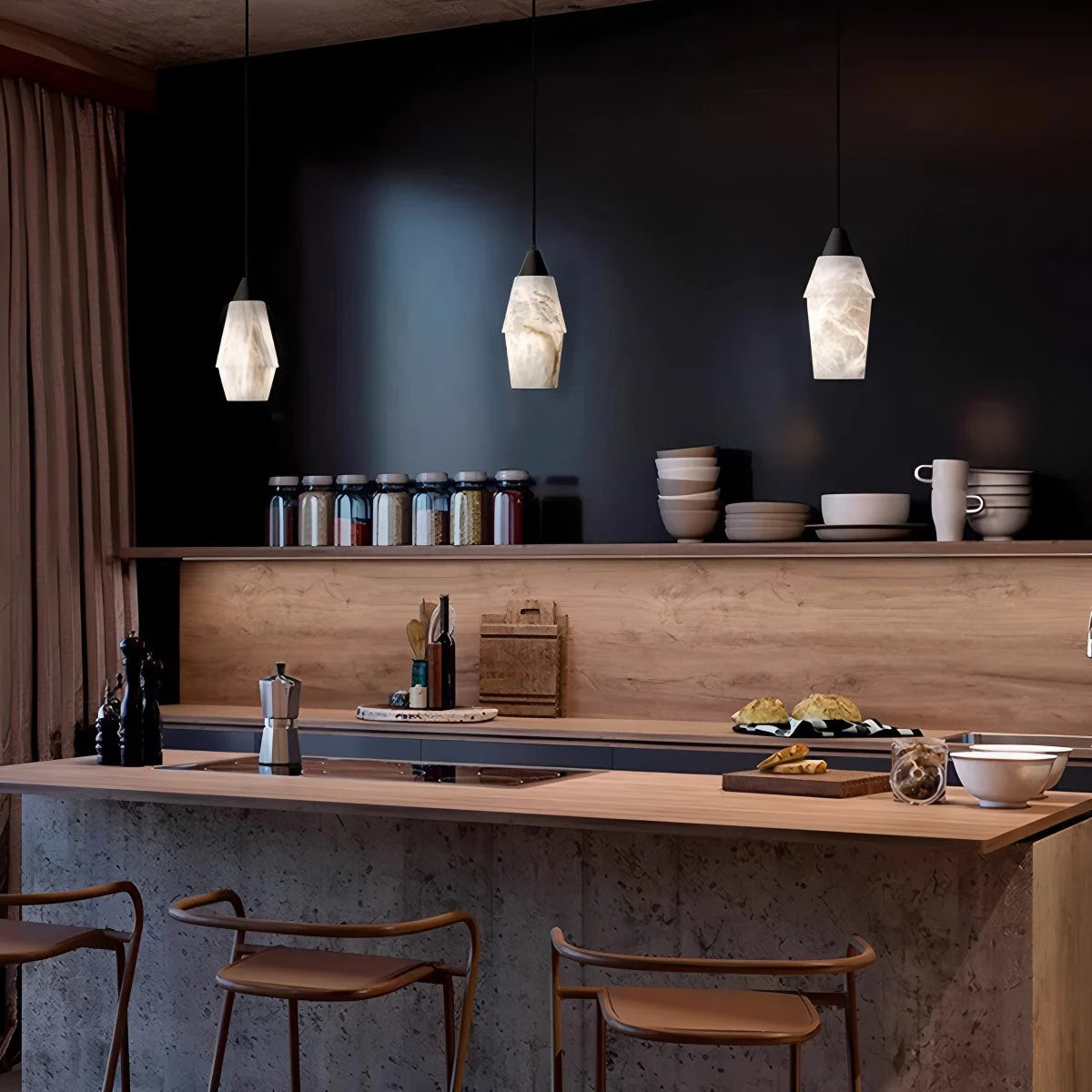 Antizer Natural Spanish Alabaster Pendant Light for Kitchen Island