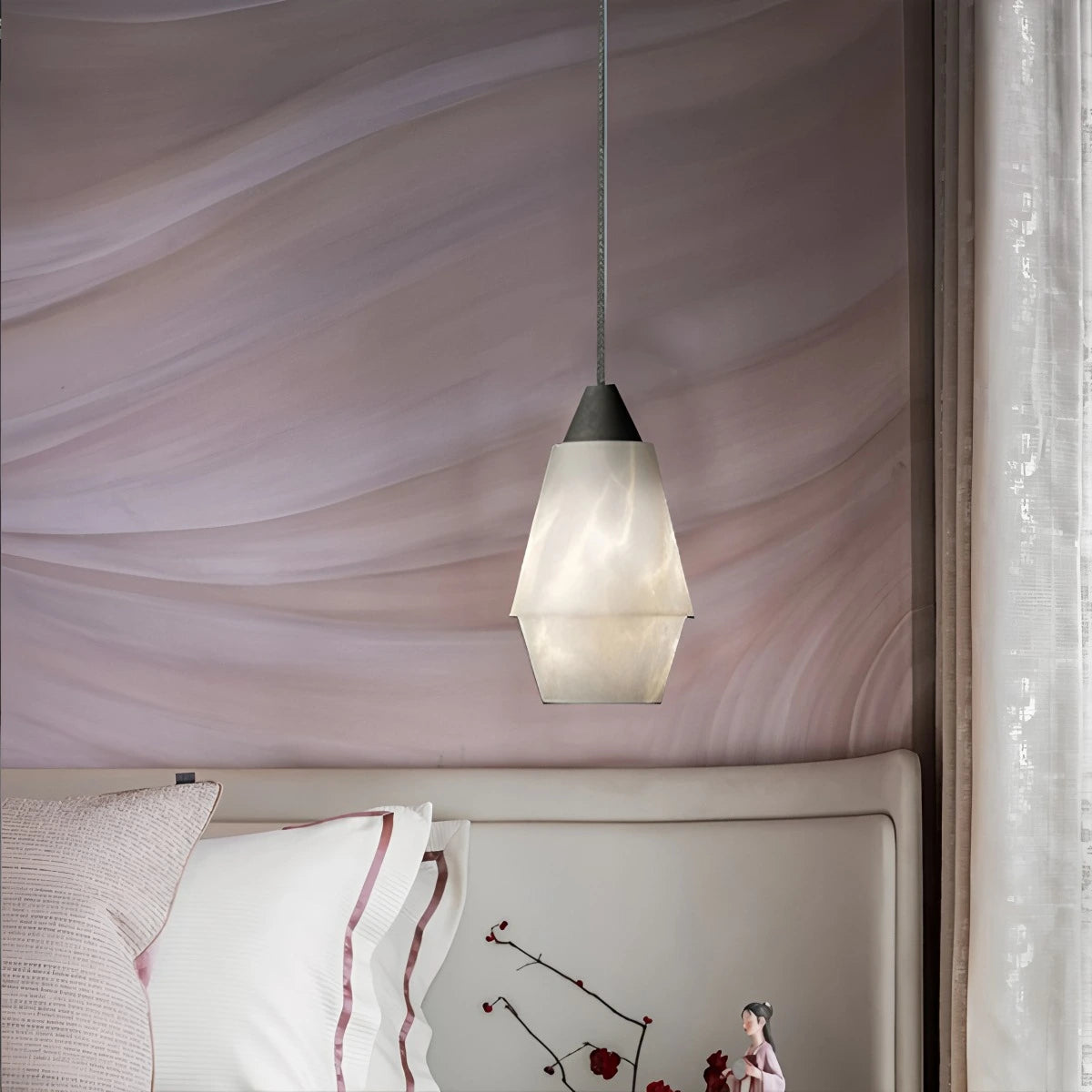 Antizer Natural Spanish Alabaster Pendant Light for Kitchen Island