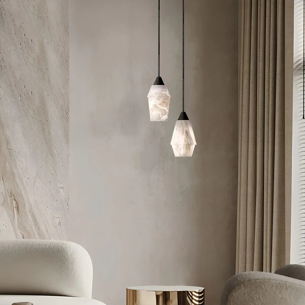 Antizer Natural Spanish Alabaster Pendant Light for Kitchen Island