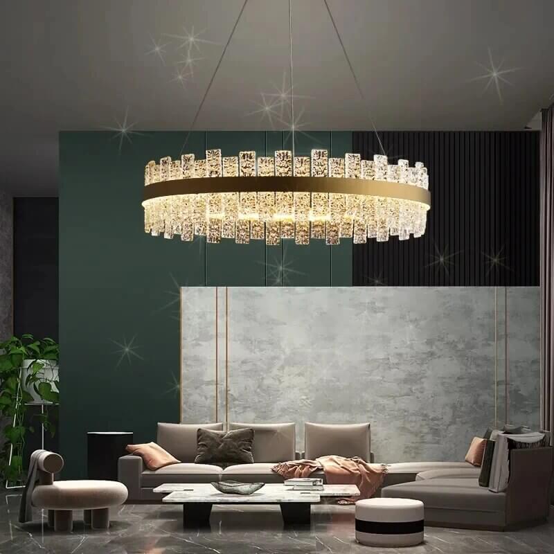 Modern Frosted Glass Crystal Chandelier