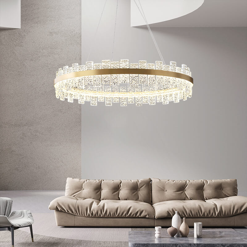 Modern Frosted Glass Crystal Chandelier