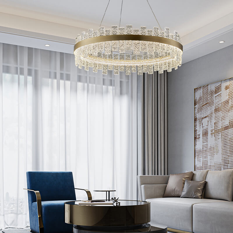 Modern Frosted Glass Crystal Chandelier