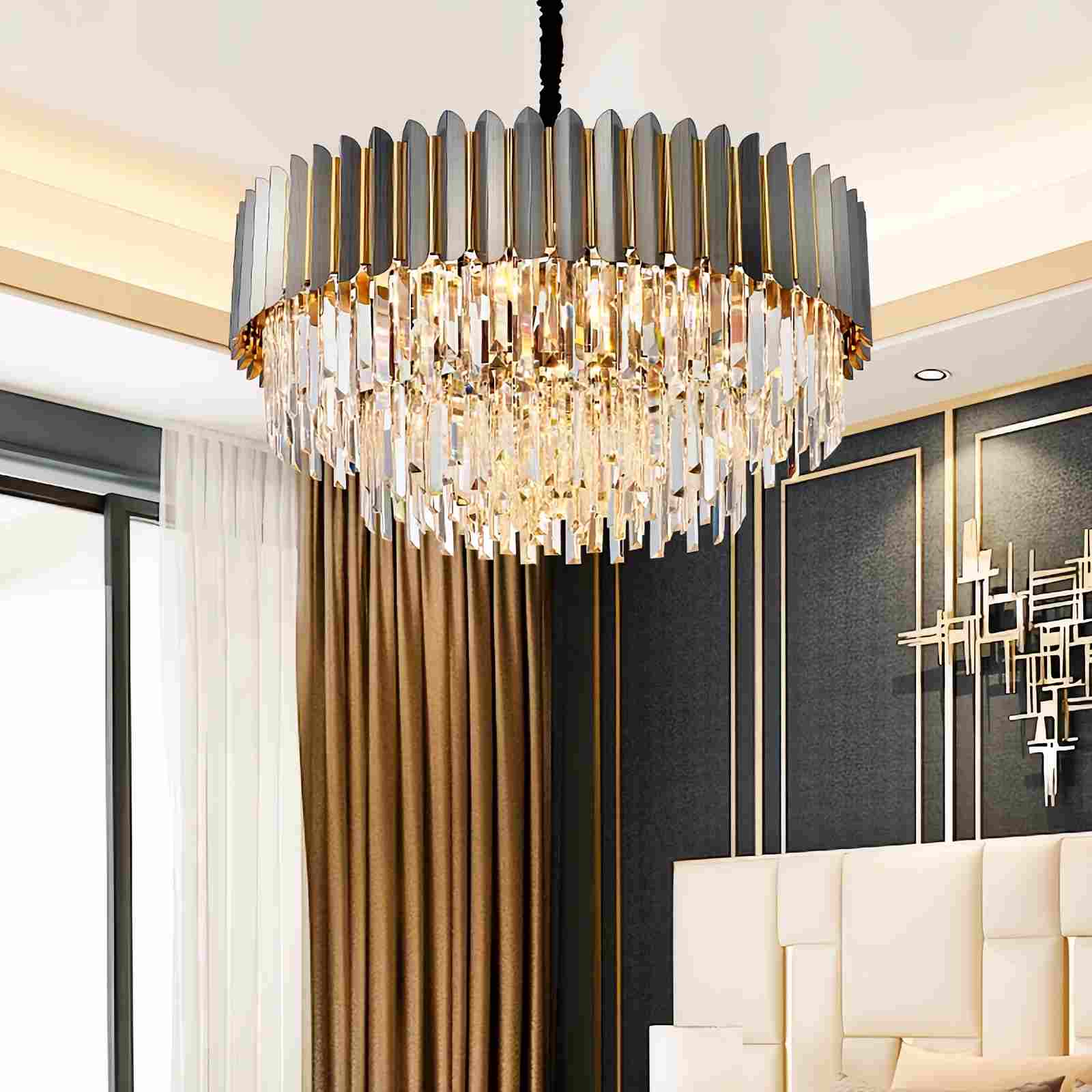 Antizer Modern Black Gold Luxury Crystal Chandelier