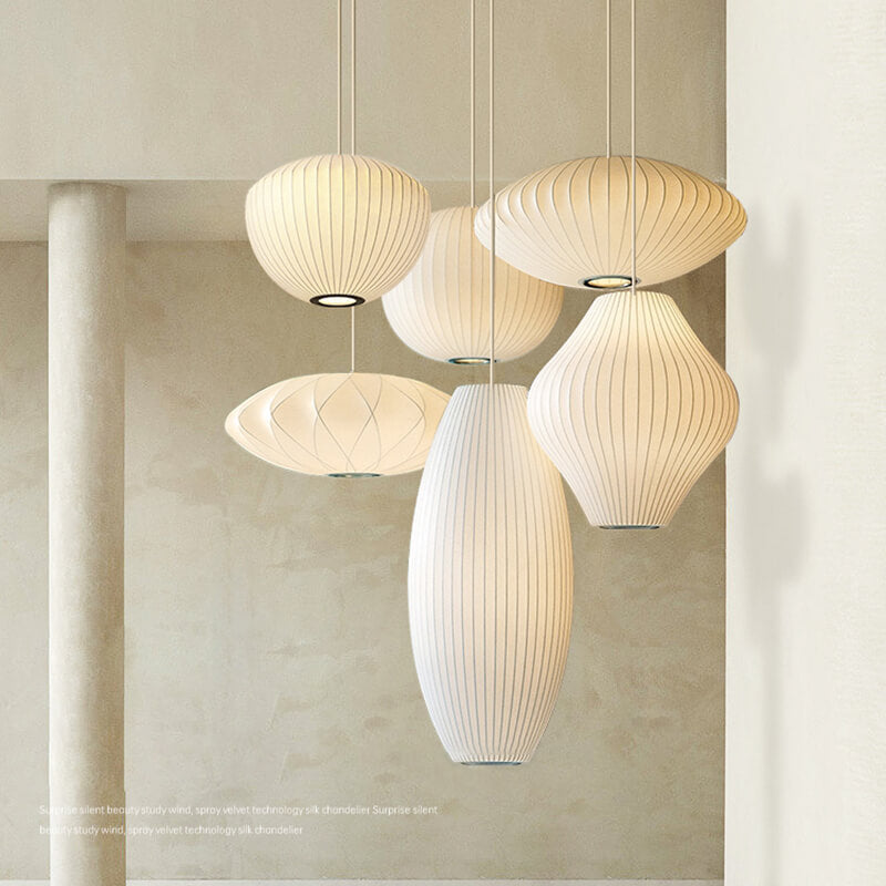 Modern LED Silk Lantern Pendant Light