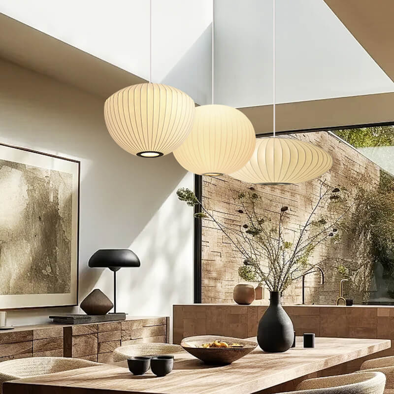 Modern LED Silk Lantern Pendant Light