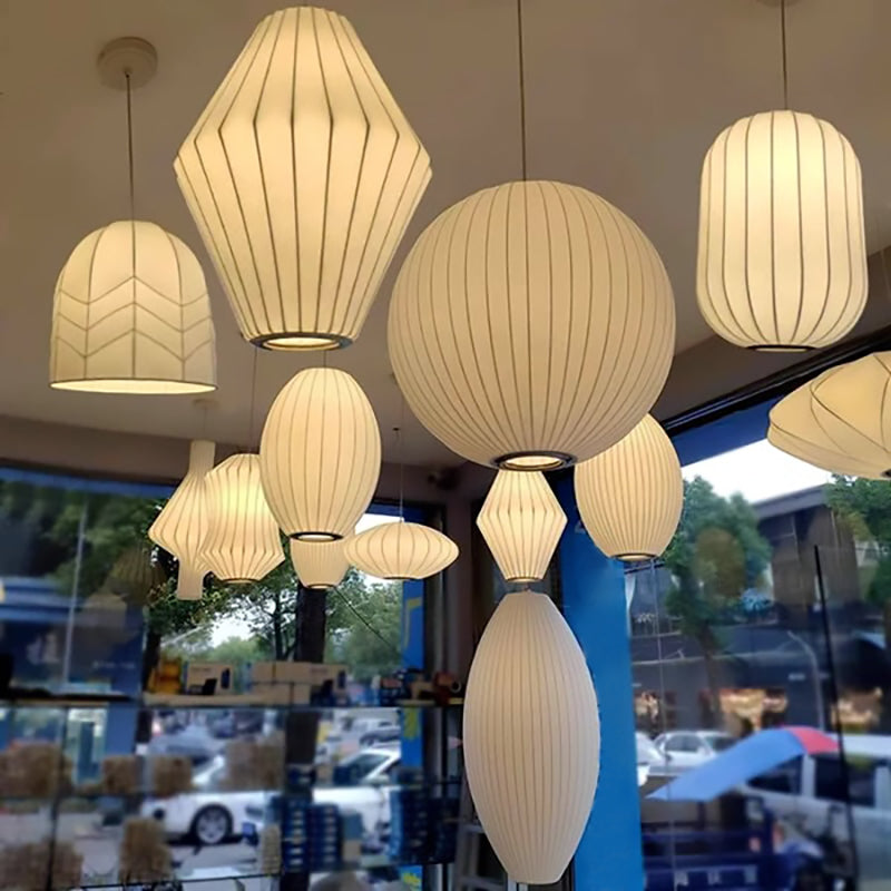 Modern LED Silk Lantern Pendant Light