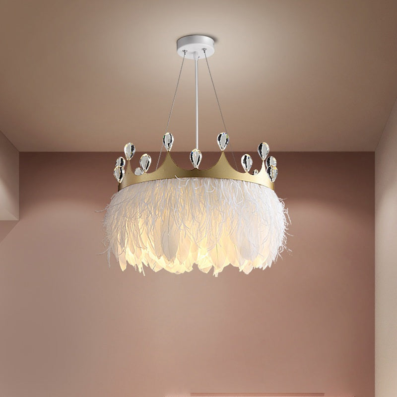 Nordic Feather Crystal Crown Chandelier